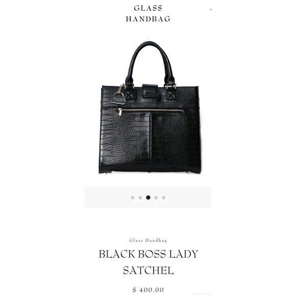 NWT GLASS Handbags "Boss Lady" Black Alligator Vegan Leather W/Interior Light! - Picture 5 of 12